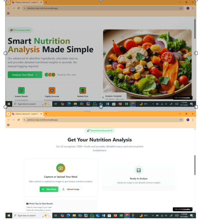 AI Nutrition Analysis screenshot 1